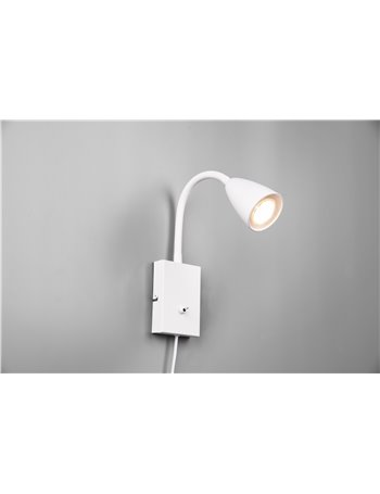 Wanda applique flessibile con interruttore metallo acciaio e nero h. 24cm
