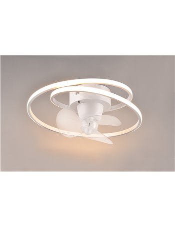 Umea plafoniera led con ventilatore a spirale bianca con ventola roteante e funzione inversione rotazione con telecomando multif