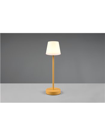 Martinez lampada da esterno da appoggio ricaricabile gialla con regolazione intensita', temperatura di colore e rgb h.39cm ip44