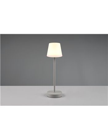 Martinez lampada da esterno da appoggio ricaricabile grigia con regolazione intensita', temperatura di colore e rgb h.39cm ip44