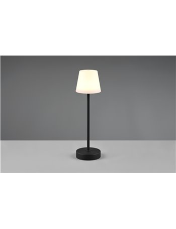 Martinez lampada da esterno da appoggio ricaricabile nera con regolazione intensita', temperatura di colore e rgb h.39cm ip44