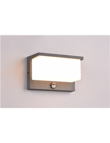 Nestos applique da esterno fusione alluminio antracite a led con sensore l. 23cm ip54