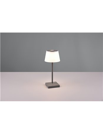 Sanchez lampada da esterno da appoggio ricaricabile antracite con regolazione intensita', temperatura di colore e rgb h.30cm ip4