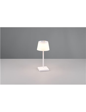 Sanchez lampada da esterno da appoggio ricaricabile bianca con regolazione intensita', temperatura di colore e rgb h.30cm ip44
