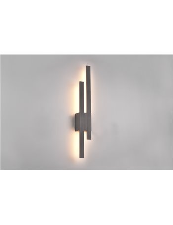 Tawa applique da esterno fusione alluminio antracite a led luce indiretta h. 61,5cm ip54