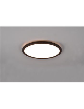 Aureo plafoniera led bordo nero con telecomando multifunzione retro illuminata rgb d. 30cm