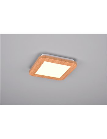 Camillus plafoniera led quadrata bordo effetto legno dimmerabile con interruttore 17cm x 17cm