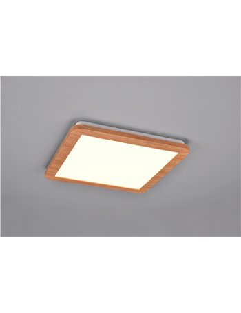 Camillus plafoniera led quadrata bordo effetto legno dimmerabile con interruttore 30cm x 30cm