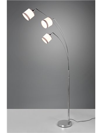 Davos piantana metallo cromato 3 paralumi bianco e grigio h. 185cm