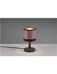 Davos lampada da tavolo metallo nero paralume tortora e oro h. 22cm