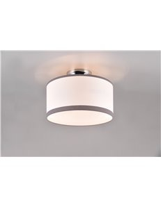 Davos plafoniera metallo cromato paralume bianco e grigio d. 30cm 2