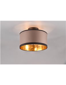 Davos plafoniera metallo nero paralume tortora e oro d. 30cm