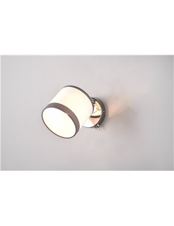 Davos spot singolo orientabile metallo cromato paralume bianco e grigio h. 21cm