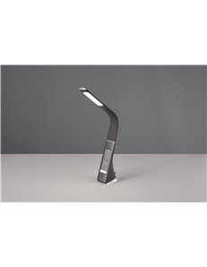 Francy lampada da studio nera flessibile dimmerabile con display ora data temperatura sveglia h. 35cm 2