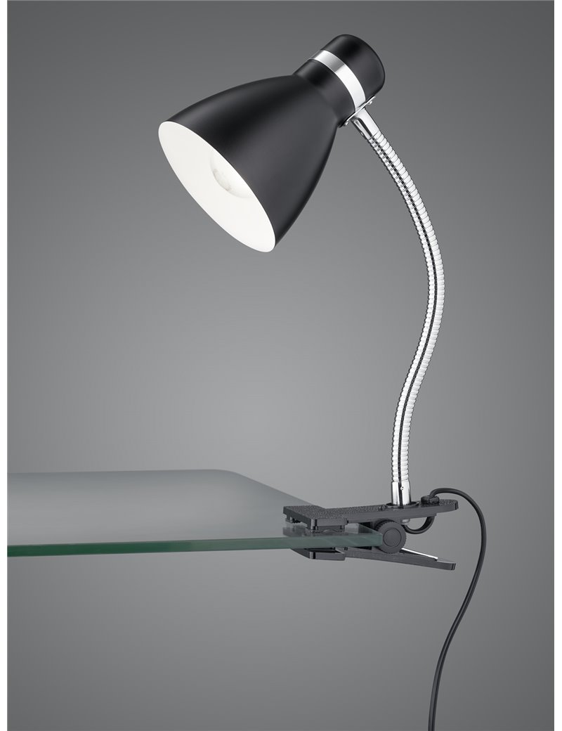 Trio Lighting Harvey lampada da studio flessibile con pinza metallo nero e  cromo h. 34cm R20731232 4251820308609