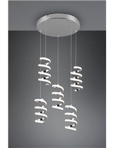 Laola sospensione led 5 spirali cromate dimmerabile con interruttore d. 45cm 2