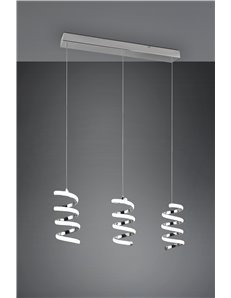 Laola sospensione led 3 spirali cromate dimmerabile con interruttore l. 70cm 2