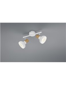 Latika barra 2 spots metallo bianco ed effetto legno l. 30cm
