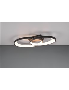 Malaga plafoniera doppia ellisse metallo nero l. 58cm
