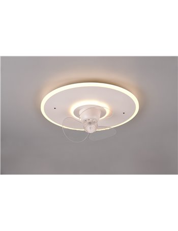 Nybro plafoniera led bianca con ventilatore con telecomando multifunzione d. 50cm