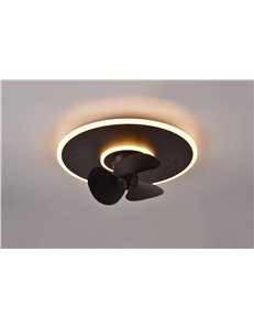 Nybro plafoniera led nera con ventilatore con telecomando multifunzione d. 50cm