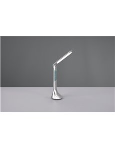 Patty lampada da studio led alluminio ricaricabile con ora, data e sveglia accensione touch h. 34cm
