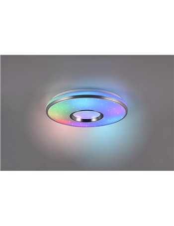Realta plafoniera led bianca effetto cielo stellato con bordature alluminio con funzione rgb effetto rainbow con telecomando mul
