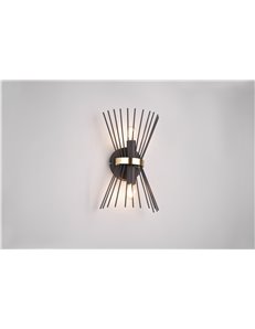 Rod applique bacchette di metallo nero e oro a bi-emissione h. 31cm