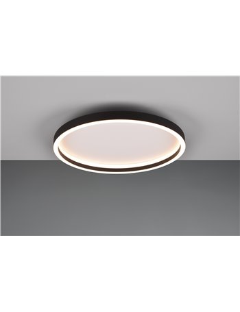 Rotonda plafoniera led rotonda bordo metallo nero d. 35cm