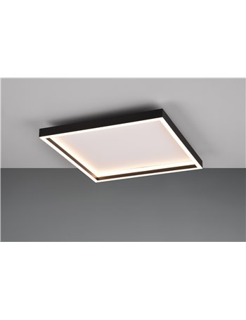 Rotonda plafoniera led quadrata bordo metallo nero 35cm x 35cm