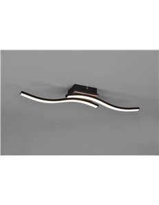 Route plafoniera led 2 bacchette ondulate antracite con effetto legno l. 56cm