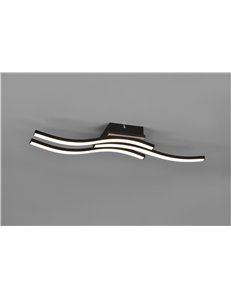 Route plafoniera led 3 bacchette ondulate antracite con effetto legno l. 56cm
