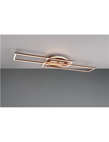 Twister plafoniera led rettangolare caffe' orientabile con base illuminata rotonda con telecomando multifunzione l. 91cm