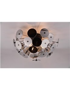 Discalgo plafoniera sfera tondi metallo nero cromato d. 54cm