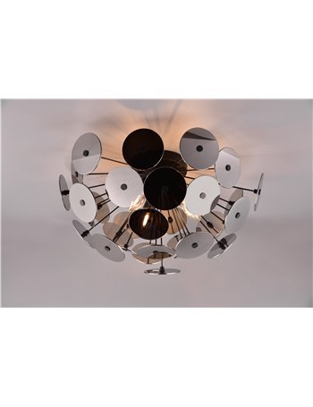 Discalgo plafoniera sfera tondi metallo nero cromato d. 54cm
