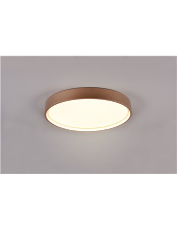 Doha plafoniera led con bordo metallo caffe' illuminato e regolazione temperatura di colore led d. 45cm