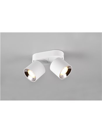 Guayana barra 2 spots orientabili anche da incasso metallo bianco l. 18cm