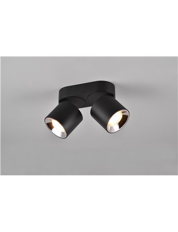 Guayana barra 2 spots orientabili anche da incasso metallo nero l. 18cm Guayana barra 2 spots orientabili anche da incasso metallo nero l. 18cm