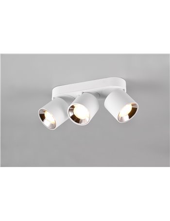 Guayana barra 3 spots orientabili anche da incasso metallo bianco l. 27,3cm Guayana barra 3 spots orientabili anche da incasso metallo bianco l. 27,3cm