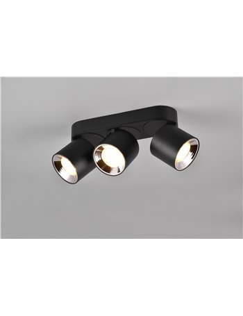 Guayana barra 3 spots orientabili anche da incasso metallo nero l. 27,3cm Guayana barra 3 spots orientabili anche da incasso metallo nero l. 27,3cm