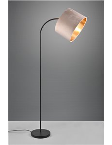 Julieta piantana metallo nero flessibile paralume velluto tortora e oro h. 156cm 2