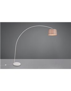 Mansur piantana metallo bianco ad arco con paralume grigio pastello h. 210cm 2