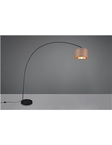 Mansur piantana metallo nero ad arco con paralume tortora ed oro h. 210cm