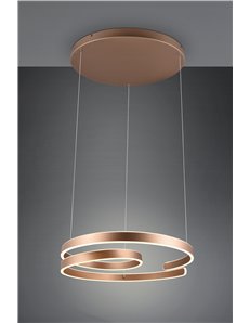 Marnie sospensione led metallo caffe' a spirale con regolazione intensita' con interruttore d. 65cm