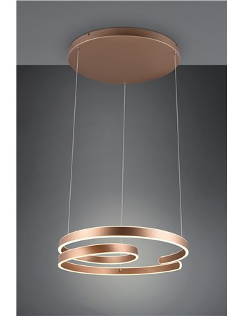 Marnie sospensione led metallo caffe' a spirale con regolazione intensita' con interruttore d. 65cm