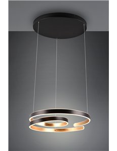 Marnie sospensione led metallo nero e oro a spirale con regolazione intensita' con interruttore d. 65cm