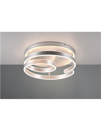 Marnie plafoniera led metallo alluminio a spirale con regolazione intensita' con interruttore d. 55cm