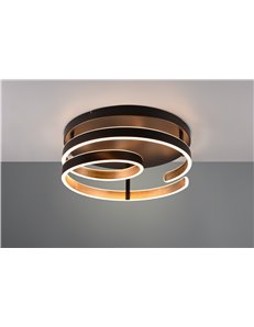 Marnie plafoniera led metallo nero e oro a spirale con regolazione intensita' con interruttore d. 55cm