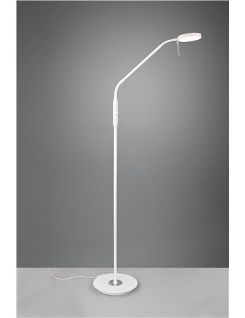 Monza piantana led con 2 snodi flessibili bianco e cromo con regolazione intensita' e temperatura di colore h.145cm  