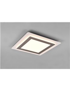 Morgan plafoniera a led bianca quadrata bordo metallo acciaio illuminato con telecomando multifunzione 45cm x 45cm